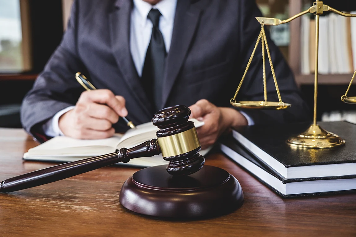 gavel lawer at desk gavel books